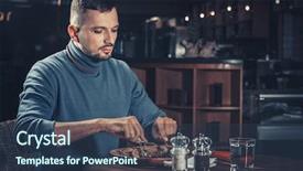  Presentation with restaurant - Presentation design enhanced with young-handsome-man-eating background and a ocean colored foreground