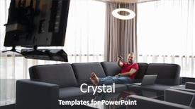  Presentation with free aging at home - Presentation having young handsome man enjoying free background and a  colored foreground