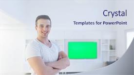  Presentation with free - Theme having young handsome man enjoying free background and a  colored foreground