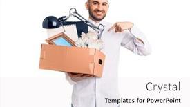  Presentation with handsome - Presentation design with young-handsome-man-fired-holding background and a white colored foreground