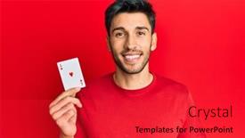  Presentation with poker - Presentation design with young-handsome-man-holding-ace background and a red colored foreground