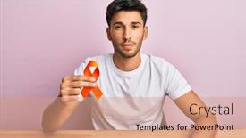  Presentation with awareness - Colorful slide set enhanced with young-handsome-man-holding-awareness backdrop and a coral colored foreground