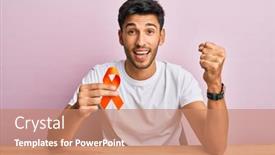  Presentation with awareness - Colorful slide set enhanced with young-handsome-man-holding-awareness backdrop and a coral colored foreground