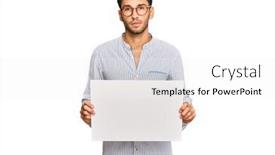  Presentation with blank - Colorful PPT layouts enhanced with young-handsome-man-holding-blank backdrop and a white colored foreground