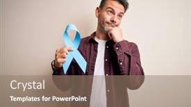  Presentation with cancer - Amazing presentation theme having young-handsome-man-holding-blue backdrop and a coral colored foreground