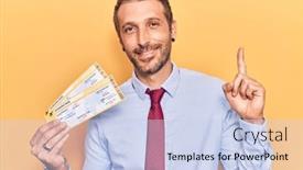  Presentation with number - PPT theme featuring young-handsome-man-holding-boarding background and a sky blue colored foreground