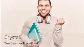  Presentation with book - Amazing presentation theme having young-handsome-man-holding-book backdrop and a lemonade colored foreground