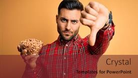  Presentation with peanuts - Presentation consisting of young-handsome-man-holding-bowl background and a tawny brown colored foreground