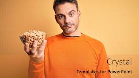  Presentation with peanuts - Cool new presentation with young-handsome-man-holding-bowl backdrop and a gold colored foreground