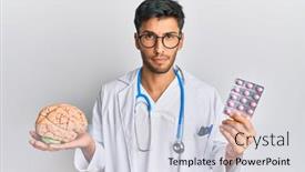  Presentation with mental health - Slide set consisting of young-handsome-man-holding-brain background and a sky blue colored foreground