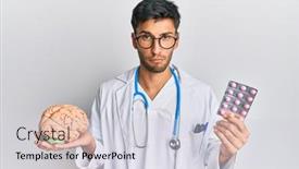  Presentation with mental health - Beautiful presentation theme featuring young-handsome-man-holding-brain backdrop and a lemonade colored foreground