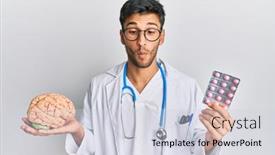  Presentation with mental health - PPT theme consisting of young-handsome-man-holding-brain background and a lemonade colored foreground