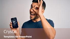  Presentation with cracked - PPT layouts with young-handsome-man-holding-broken background and a coral colored foreground