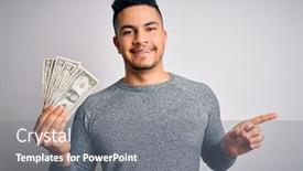  Presentation with bunch - Audience pleasing PPT theme consisting of young-handsome-man-holding-bunch backdrop and a gray colored foreground