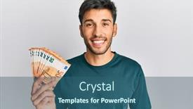  Presentation with bunch - PPT theme featuring young-handsome-man-holding-bunch background and a ocean colored foreground