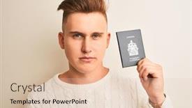  Presentation with passport - Presentation featuring young-handsome-man-holding-canada background and a lemonade colored foreground