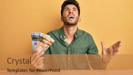  Presentation with canadian - Presentation design consisting of young-handsome-man-holding-canadian background and a coral colored foreground