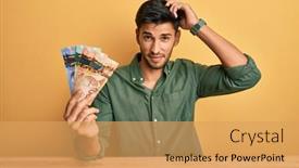  Presentation with canadian - Presentation theme featuring young-handsome-man-holding-canadian background and a yellow colored foreground