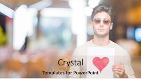  Presentation with smart card - Audience pleasing slides consisting of young handsome man holding card backdrop and a coral colored foreground