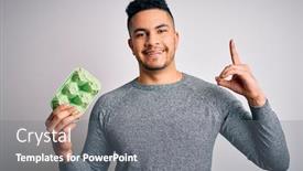  Presentation with box carton - Cool new presentation theme with young-handsome-man-holding-carton backdrop and a gray colored foreground