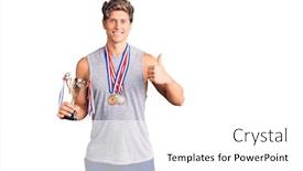  Presentation with champion - Theme consisting of young-handsome-man-holding-champion background and a white colored foreground