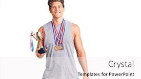  Presentation with champion - PPT layouts with young-handsome-man-holding-champion background and a white colored foreground