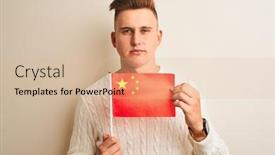  Presentation with china flag - Cool new theme with young-handsome-man-holding-chinese backdrop and a coral colored foreground