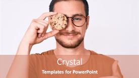  Presentation with cookie run - PPT theme with young-handsome-man-holding-cookie background and a coral colored foreground