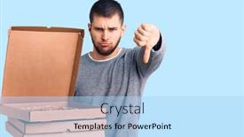  Presentation with pizza delivery - Amazing slide deck having young-handsome-man-holding-delivery backdrop and a light blue colored foreground