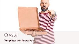  Presentation with pizza delivery - Amazing presentation design having young-handsome-man-holding-delivery backdrop and a lemonade colored foreground