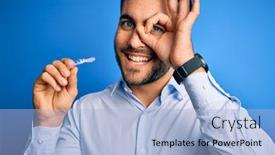  Presentation with correction - Slide set featuring young-handsome-man-holding-dental background and a light blue colored foreground