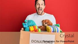  Presentation with donation - Amazing theme having young-handsome-man-holding-donation backdrop and a coral colored foreground