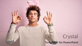  Presentation with easter - Amazing slides having young-handsome-man-holding-easter backdrop and a soft green colored foreground