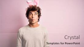  Presentation with easter - Colorful slides enhanced with young-handsome-man-holding-easter backdrop and a lemonade colored foreground