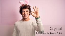  Presentation with easter - Cool new presentation theme with young-handsome-man-holding-easter backdrop and a coral colored foreground
