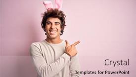  Presentation with easter - Theme consisting of young-handsome-man-holding-easter background and a lemonade colored foreground