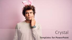  Presentation with easter - Audience pleasing PPT layouts consisting of young-handsome-man-holding-easter backdrop and a lemonade colored foreground