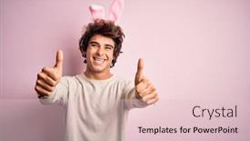  Presentation with easter - Amazing slide deck having young-handsome-man-holding-easter backdrop and a lemonade colored foreground