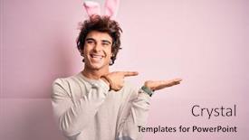  Presentation with easter - PPT theme enhanced with young-handsome-man-holding-easter background and a lemonade colored foreground