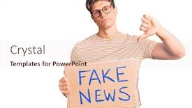  Presentation with fake news - Presentation theme enhanced with young-handsome-man-holding-fake background and a sky blue colored foreground