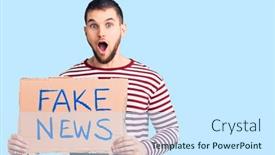  Presentation with fake news - Theme with young-handsome-man-holding-fake background and a cool aqua colored foreground