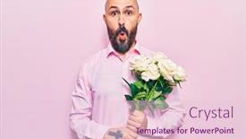  Presentation with flowers - Presentation theme featuring young-handsome-man-holding-flowers background and a lemonade colored foreground