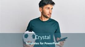  Presentation with smartphone app - Slide deck enhanced with young-handsome-man-holding-football background and a ocean colored foreground