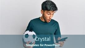  Presentation with handsome - Beautiful presentation theme featuring young-handsome-man-holding-football backdrop and a ocean colored foreground