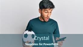  Presentation with smartphone app - Colorful presentation enhanced with young-handsome-man-holding-football backdrop and a ocean colored foreground