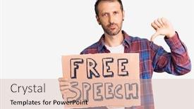  Presentation with free speech - Audience pleasing presentation design consisting of young-handsome-man-holding-free backdrop and a lemonade colored foreground