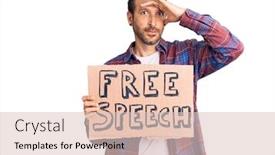  Presentation with free speech - Presentation design having young-handsome-man-holding-free background and a lemonade colored foreground