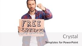  Presentation with free speech - Amazing presentation theme having young-handsome-man-holding-free backdrop and a white colored foreground
