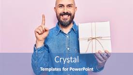  Presentation with gift - Slides consisting of young-handsome-man-holding-gift background and a teal colored foreground