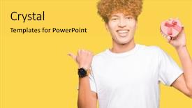  Presentation with heart - Slides featuring young handsome man holding heart background and a yellow colored foreground